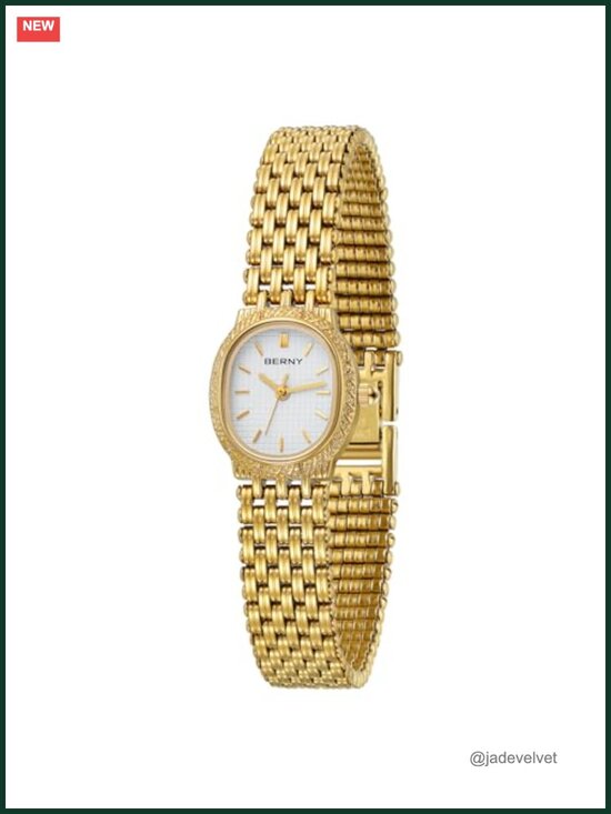 Vintage Gold Oval Quartz Watch for Women, Stainless Steel Bracelet, 3ATM main image 6